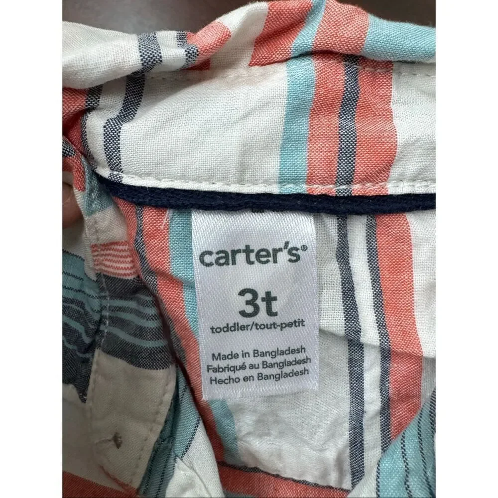 Carter’s Boys Stripe Button Up Shirt with Pocket Size 3T